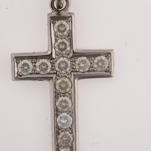 1193 - A modern 14ct white gold diamond cross pendant, set with modern round brilliant-cut diamonds, total ... 