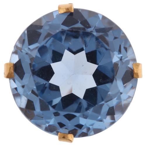 1207 - A large Middle Eastern blue synthetic spinel dress ring, pierced gold setting with large round-cut s... 