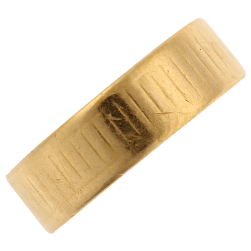 1233 - A mid-20th century 22ct gold wedding band ring, maker's marks S and W, hallmarks London 1959, band w... 