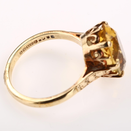 1237 - A late 20th century 9ct gold citrine dress ring, set with oval mixed-cut citrine, hallmarks Birmingh... 