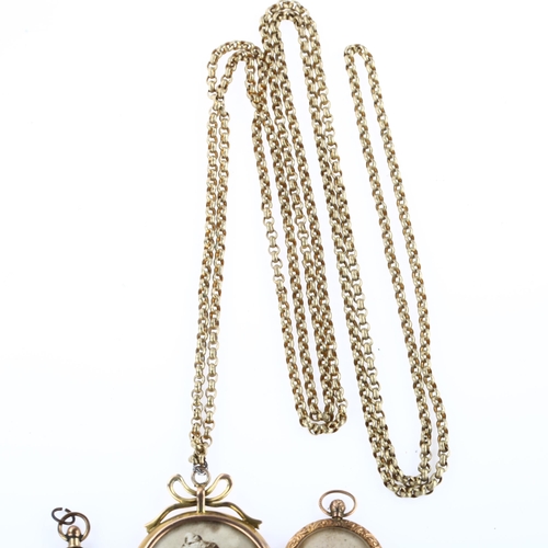 1271 - 3 Victorian double-sided photo locket pendants, including 2 x 9ct gold examples, largest diameter 39... 