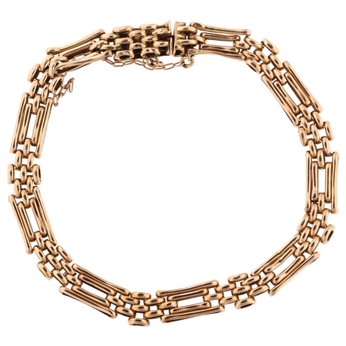 1277 - A 9ct rose gold gatelink bracelet, length 18cm, 8g