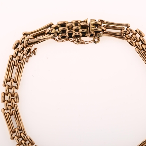 1277 - A 9ct rose gold gatelink bracelet, length 18cm, 8g