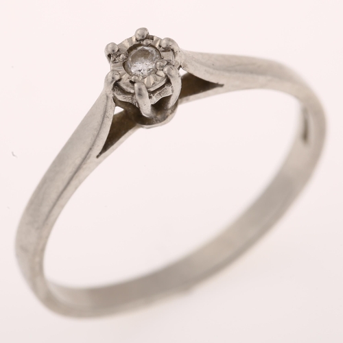 1294 - A modern platinum 0.05ct solitaire diamond ring, illusion set with modern round brilliant-cut diamon... 