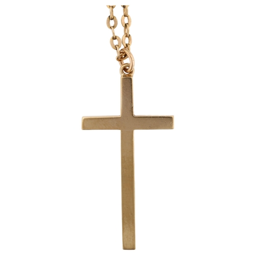 1297 - A mid-20th century 9ct gold cross pendant necklace, on 9ct chain, maker's marks L & Co, hallmarks Bi... 