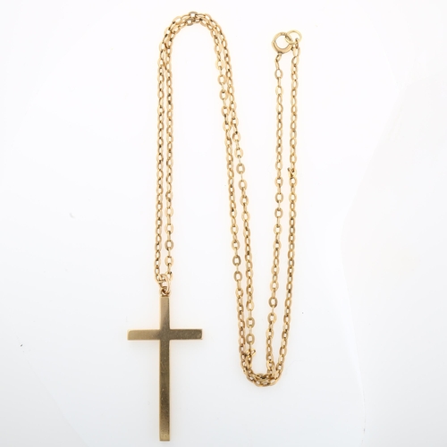 1297 - A mid-20th century 9ct gold cross pendant necklace, on 9ct chain, maker's marks L & Co, hallmarks Bi... 