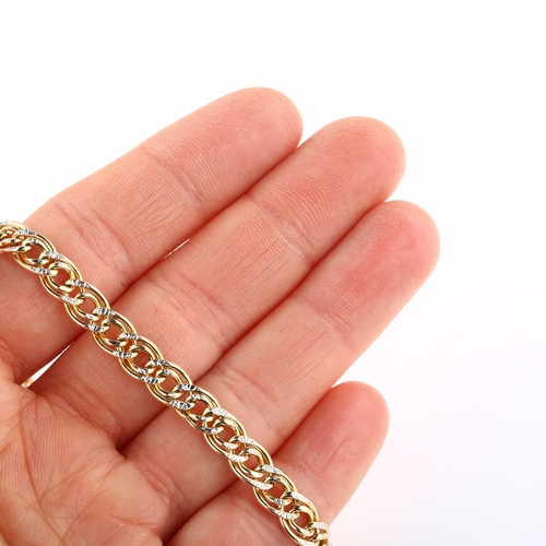 1299 - An Italian 9ct two-colour gold double hollow curb link chain bracelet, length 18cm, 5.1g