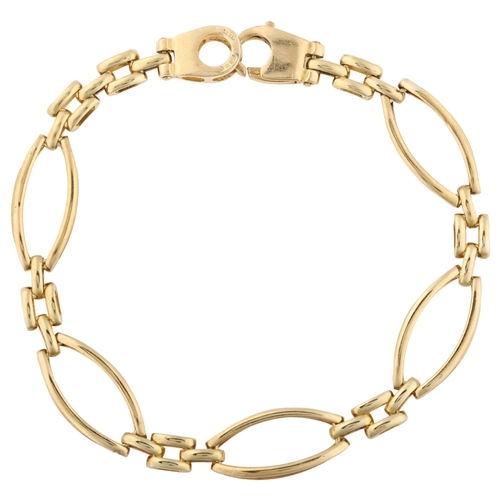 1308 - A 9ct gold gatelink bracelet, length 18cm, 7.9g