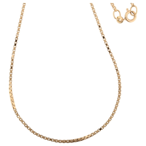 1316 - A 9ct gold box link chain necklace, length 50cm, 8.3g