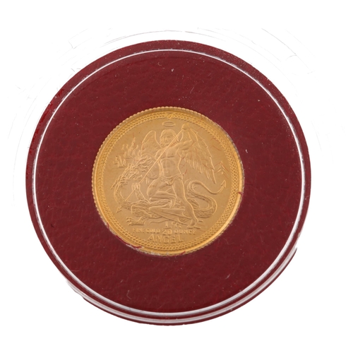 1321 - An Elizabeth II 1986 Isle of Man Angel 1/20oz fine gold coin, in Pobjoy Mint case