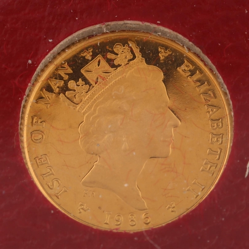 1321 - An Elizabeth II 1986 Isle of Man Angel 1/20oz fine gold coin, in Pobjoy Mint case