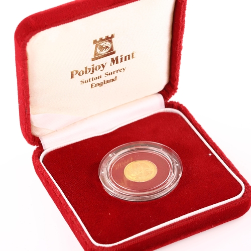 1321 - An Elizabeth II 1986 Isle of Man Angel 1/20oz fine gold coin, in Pobjoy Mint case