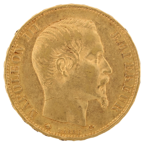 1326 - A Napoleon III 1860 French gold 20 francs coin, 6.4g