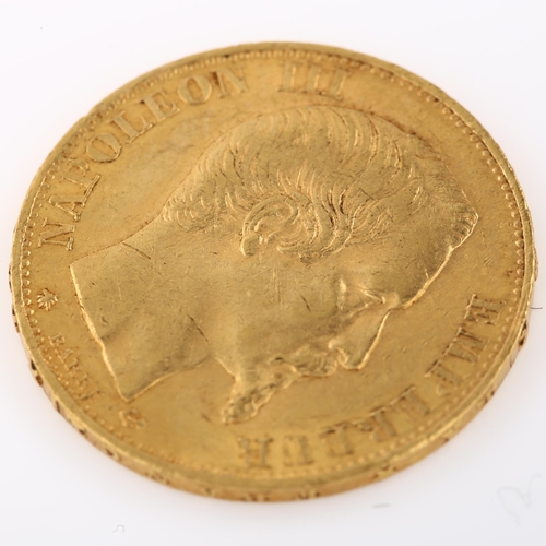 1326 - A Napoleon III 1860 French gold 20 francs coin, 6.4g