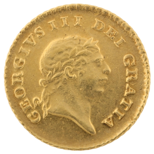 1327 - A George III 1810 gold half guinea coin, 2.7g