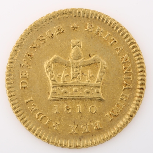 1327 - A George III 1810 gold half guinea coin, 2.7g