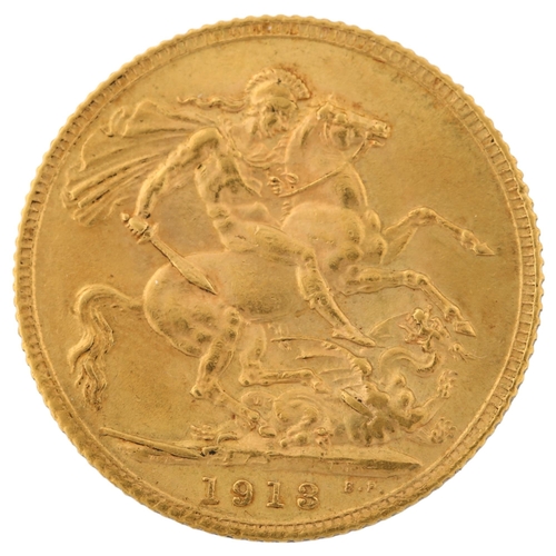 1328 - A George V 1913 gold full sovereign coin, 7.9g