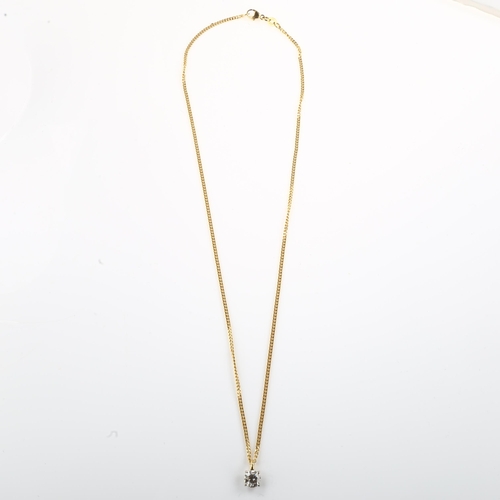 1336 - A 1ct solitaire diamond pendant necklace, unmarked gold settings with 18ct fine curb link chain, col... 