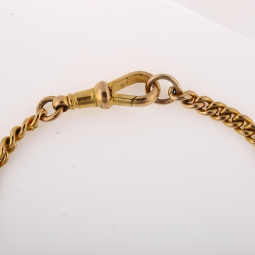 1337 - An Antique 9ct gold curb link chain bracelet, with 9ct dog clip, maker's marks W H W Ltd, bracelet l... 