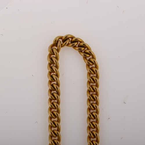 1338 - An Antique 9ct gold curb link chain, maker's marks W H W, length 11cm, 4.8g