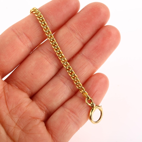 1338 - An Antique 9ct gold curb link chain, maker's marks W H W, length 11cm, 4.8g