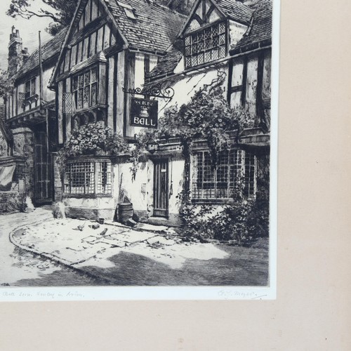 683 - A J Mayer, an etching of the Bell Inn Henley In Arden, signed, 31.5cm x 24.5cm, framed