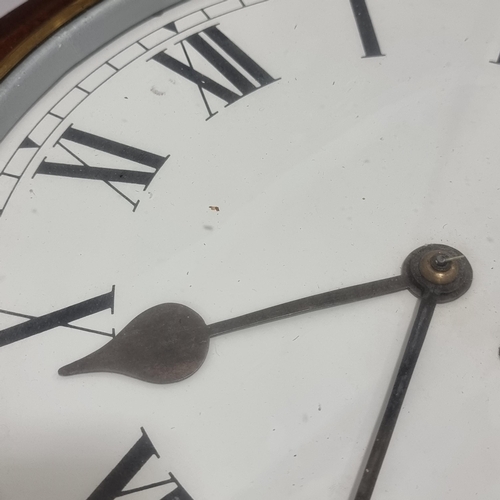 292 - A reproduction mahogany cased 30-hour circular dial shop clock, with pendulum and key, diameter 38cm