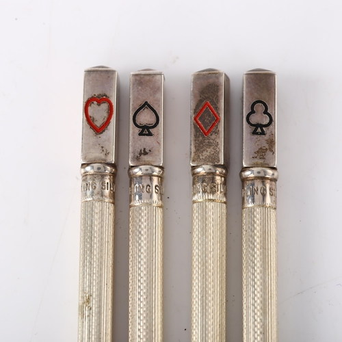 1540 - A cased set of sterling silver Bridge propelling pencils, length 8.5cm