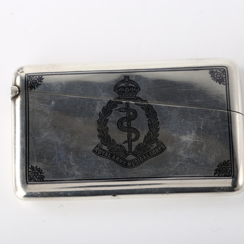 1543 - A good quality Iraqi silver and niello Royal Army Medical Corps card case, with intricate landscape ... 