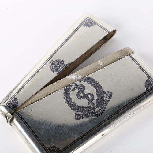 1543 - A good quality Iraqi silver and niello Royal Army Medical Corps card case, with intricate landscape ... 