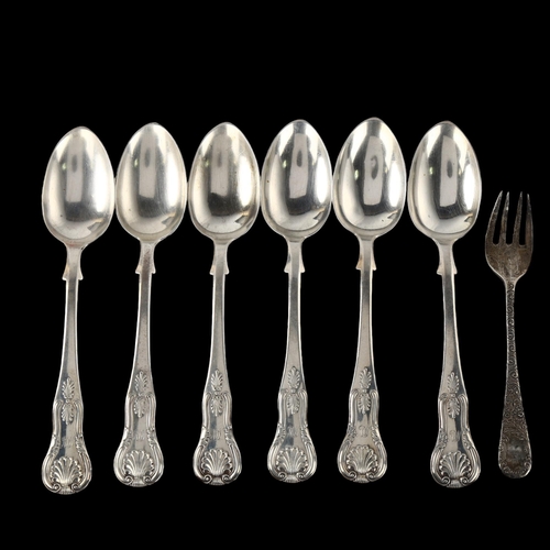 1550 - A set of 6 Victorian Scottish silver King's pattern teaspoons, by John Hay, hallmarks Edinburgh 1868... 