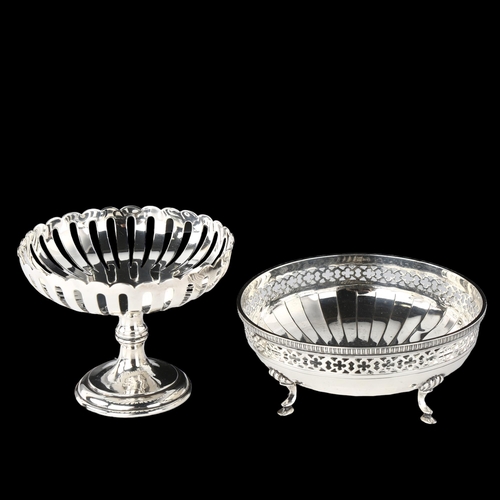 1577 - 2 silver bon bon dishes, including 1908 example, largest diameter 10cm, 5oz total (2)