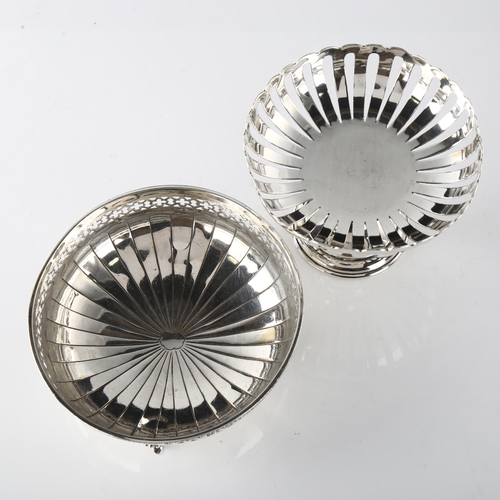 1577 - 2 silver bon bon dishes, including 1908 example, largest diameter 10cm, 5oz total (2)