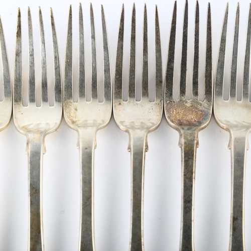 1584 - A set of 6 Victorian Irish silver Fiddle pattern dinner forks, by Philip Weekes, hallmarks Dublin 18... 