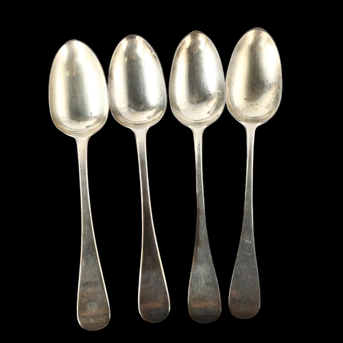 1587 - 2 pairs of Victorian silver Old English pattern serving spoons, hallmarks London 1853 and 1881, leng... 