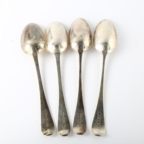 1587 - 2 pairs of Victorian silver Old English pattern serving spoons, hallmarks London 1853 and 1881, leng... 