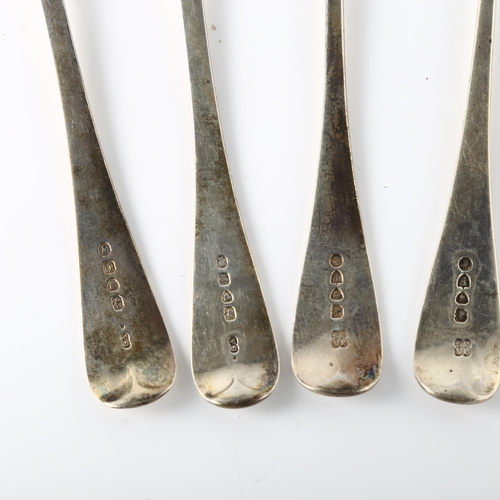 1587 - 2 pairs of Victorian silver Old English pattern serving spoons, hallmarks London 1853 and 1881, leng... 