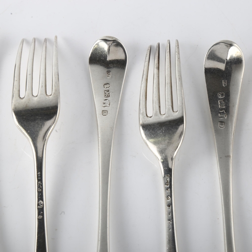 1591 - A set of 6 George III silver Old English pattern dinner forks, by Richard Ferris, hallmarks Exeter 1... 