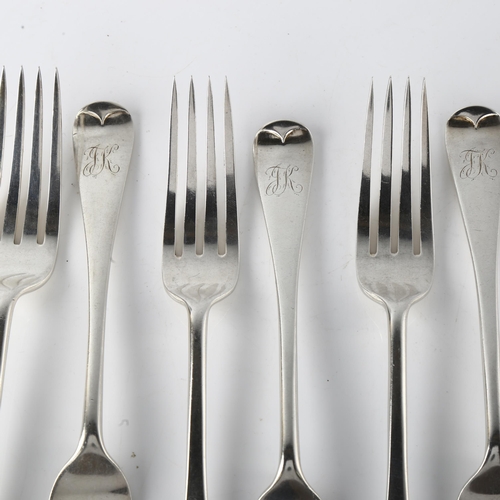 1592 - A set of 6 Edward VII silver Old English pattern dinner forks, by Robert Stebbings, hallmarks London... 