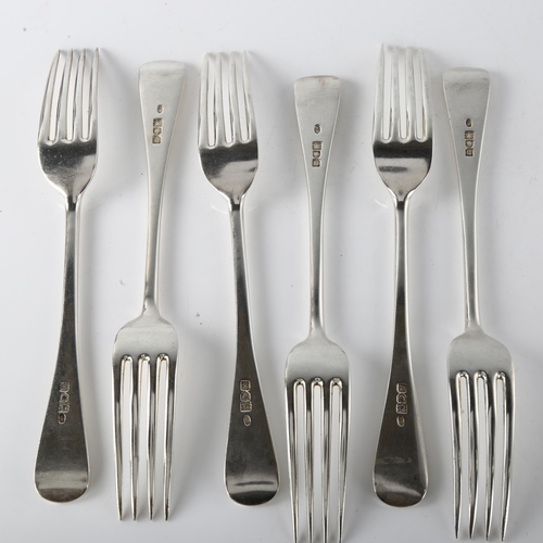 1592 - A set of 6 Edward VII silver Old English pattern dinner forks, by Robert Stebbings, hallmarks London... 