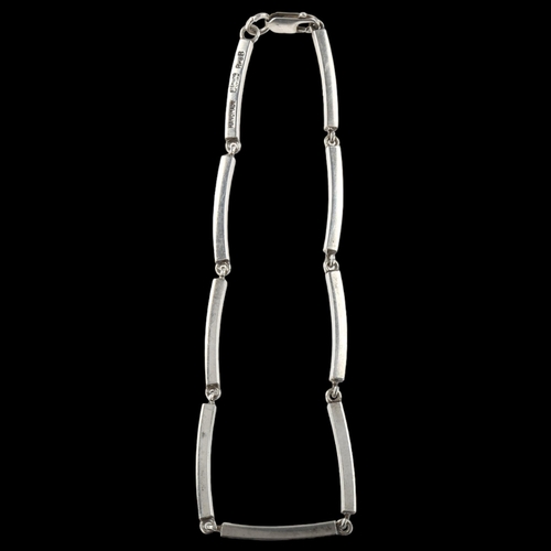 1407 - BRDR BJORKLUND - a Danish modernist sterling silver block link bracelet, length 25cm, 17.5g