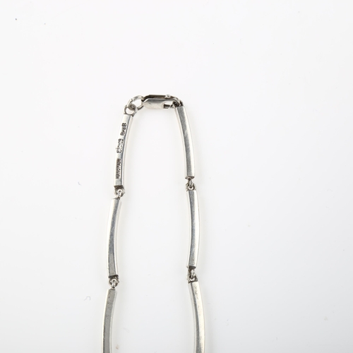 1407 - BRDR BJORKLUND - a Danish modernist sterling silver block link bracelet, length 25cm, 17.5g