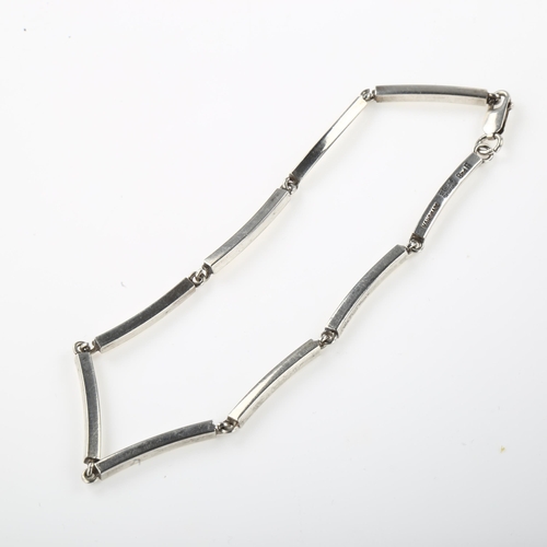 1407 - BRDR BJORKLUND - a Danish modernist sterling silver block link bracelet, length 25cm, 17.5g