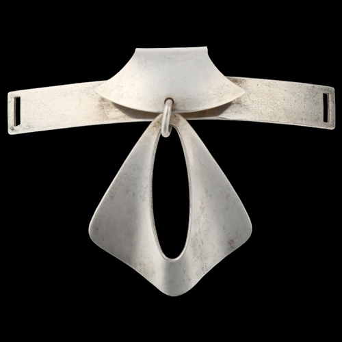 1409 - NIELS ERIK FROM - a Danish modernist sterling silver Delta wing collar pendant, height 62.2mm, 17.8g