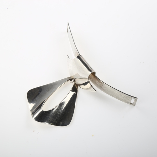 1409 - NIELS ERIK FROM - a Danish modernist sterling silver Delta wing collar pendant, height 62.2mm, 17.8g