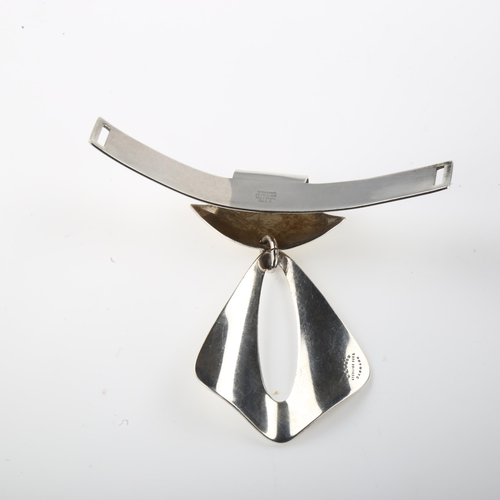 1409 - NIELS ERIK FROM - a Danish modernist sterling silver Delta wing collar pendant, height 62.2mm, 17.8g