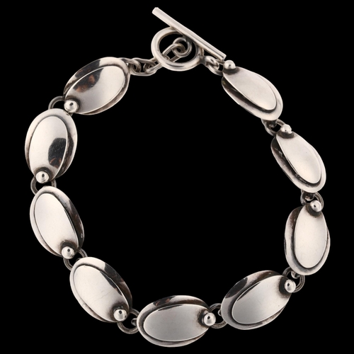 1417 - CARL OVE FRYDENSBERG - a Danish modernist sterling silver panel bracelet, length 20cm, 14.2g