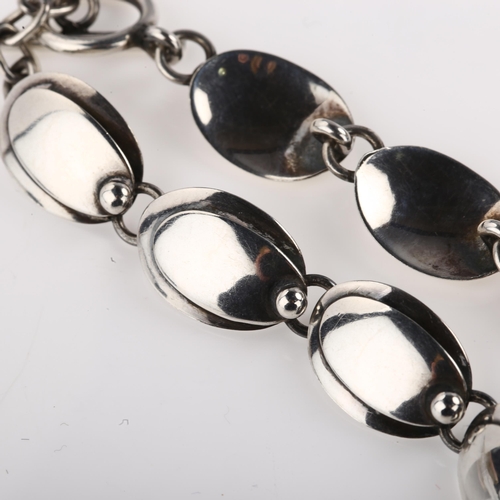 1417 - CARL OVE FRYDENSBERG - a Danish modernist sterling silver panel bracelet, length 20cm, 14.2g