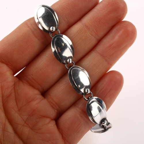 1417 - CARL OVE FRYDENSBERG - a Danish modernist sterling silver panel bracelet, length 20cm, 14.2g