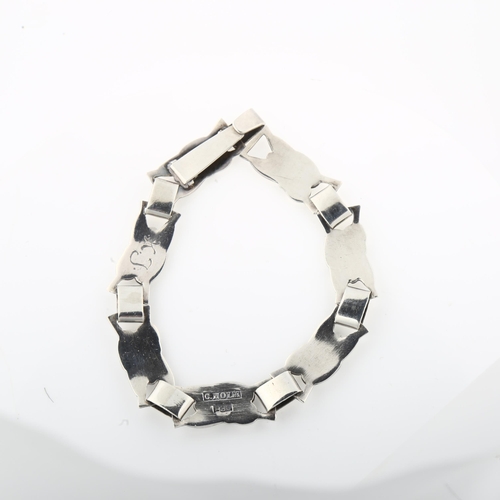 1420 - C HOLM - an Art Deco Danish silver floral panel bracelet, length 19cm, 21.6g